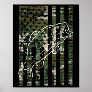 Poster Drapeau américain camouflage pêche poisson B pêche