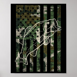Poster Drapeau américain camouflage pêche poisson B pêche