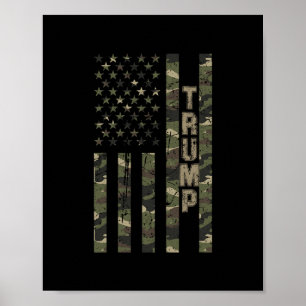 Poster Drapeau américain camouflé en détresse Trump États