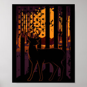 Poster Drapeau américain Chasse aux cerfs Cadre Soleil Dr