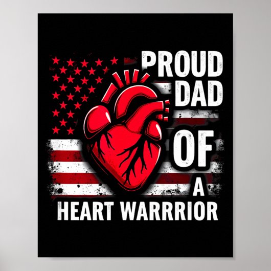 Poster Drapeau américain CHD Sensibilisation Papa fier d' (Devant)