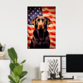 Poster Drapeau américain Chocolat Labrador (Bureau à domicile)