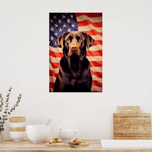Poster Drapeau américain Chocolat Labrador (Cuisine)