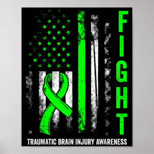 Poster drapeau américain combat blessure cérébrale trauma