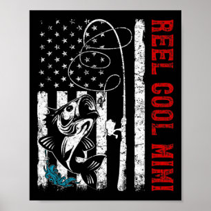 Poster Drapeau américain Cool de rouleaux de pêche Mimi P