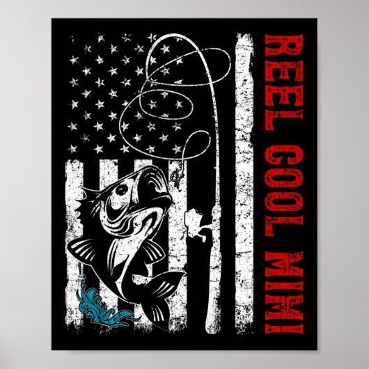 Poster Drapeau américain Cool de rouleaux de pêche Mimi P (Devant)