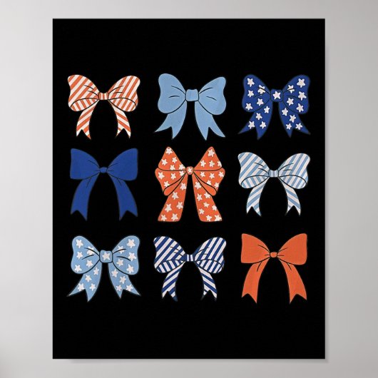 Poster Drapeau Américain Coquette Bow Et Ribbons Us Drape (Devant)