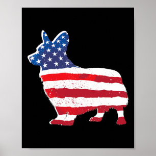 Poster Drapeau américain Corgi Pet Amoureux de les chiens