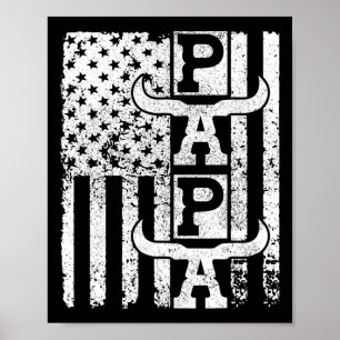 Poster Drapeau américain Cowboy Papa Anniversaire Père Ou