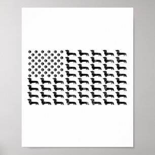 Poster Drapeau américain Dachshund Chien Paw Lover Patrio