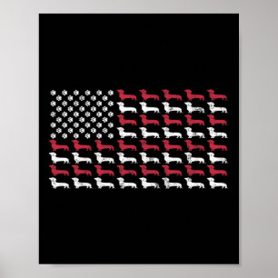 Poster Drapeau américain Dachshund Patriotique Chien Homm