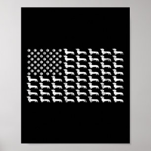 Poster Drapeau américain Dachshund Patriotique Chien Papa