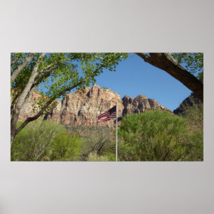 Poster Drapeau américain dans le parc national de Zion II
