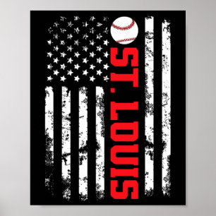 Poster Drapeau américain de baseball de St. Louis