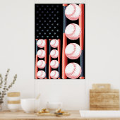 Poster Drapeau américain de baseball Vintage (Cuisine)