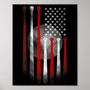 Poster Drapeau américain de baseball vintage