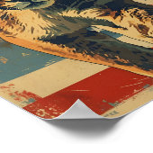 Poster Drapeau américain de Cougar Mountain vintage (Coin)