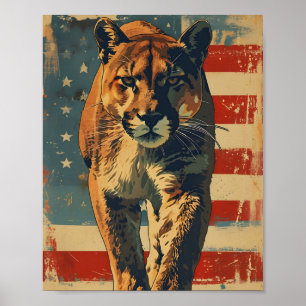 Poster Drapeau américain de Cougar Mountain vintage