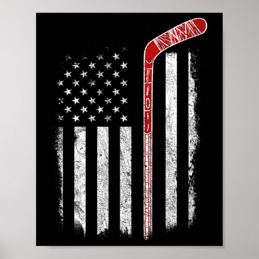 Poster Drapeau américain de hockey (Devant)
