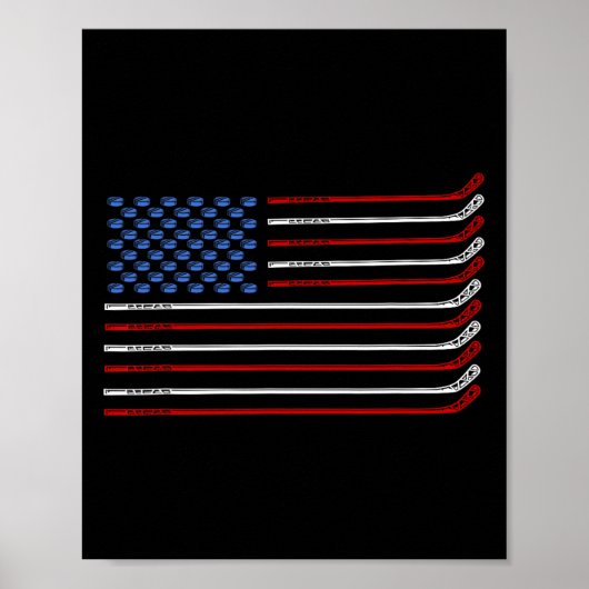 Poster Drapeau américain de hockey 4 juillet USA Patrio (Devant)