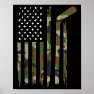 Poster Drapeau américain de hockey Camo US Patriotique de