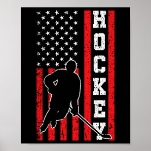Poster Drapeau américain de hockey garçons 4 juillet Hock