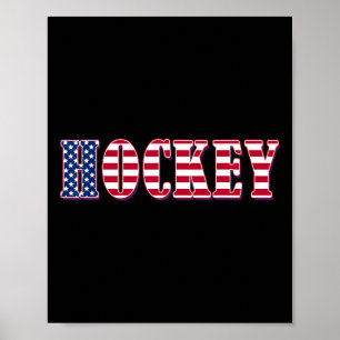 Poster Drapeau américain de hockey - Hockey