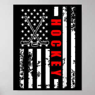 Poster Drapeau américain de hockey patriotique pour homme