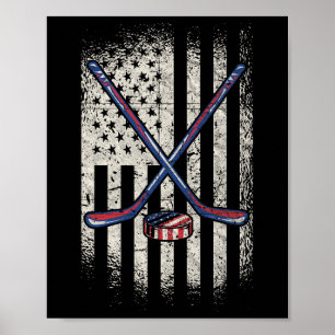 Poster Drapeau américain de hockey - Usa Ice Hockey