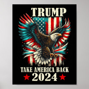 Poster Drapeau américain de l'aigle patriotique Trump 202