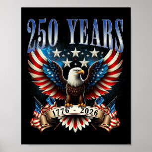 Poster Drapeau américain de l'aigle vintage du 4 juillet