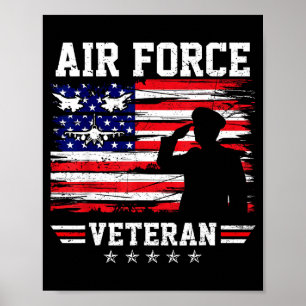 Poster Drapeau américain de l'ancienne force aérienne vét
