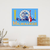 Poster Drapeau américain de Milwaukee, Wisconsin (Cuisine)