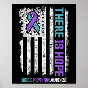 Poster Drapeau américain de prévention du suicide Espoir