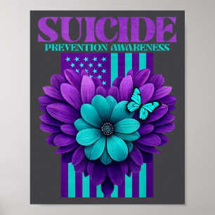 Poster Drapeau américain de sensibilisation à la préventi
