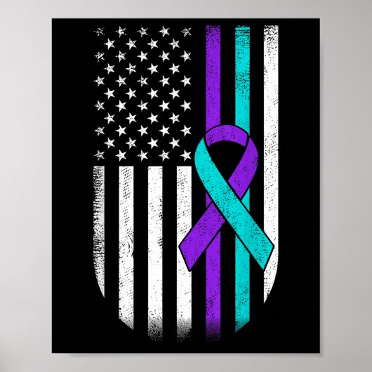 Poster Drapeau américain de sensibilisation à la préventi (Devant)