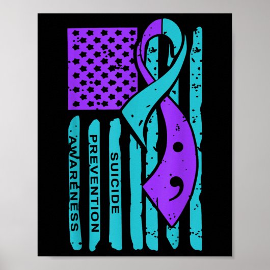 Poster Drapeau américain de sensibilisation à la préventi (Devant)