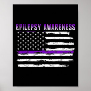 Poster Drapeau américain de sensibilisation à l'épilepsie