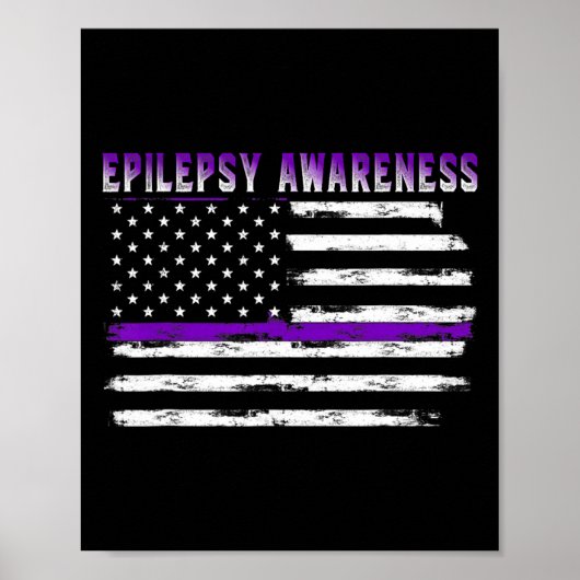 Poster Drapeau américain de sensibilisation à l'épilepsie (Devant)