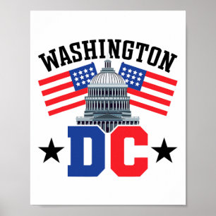 Poster Drapeau américain de Washington Dc Capitol Hill
