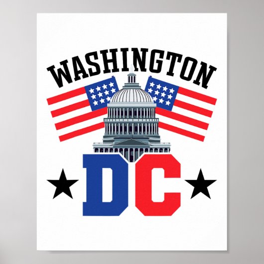 Poster Drapeau américain de Washington Dc Capitol Hill (Devant)