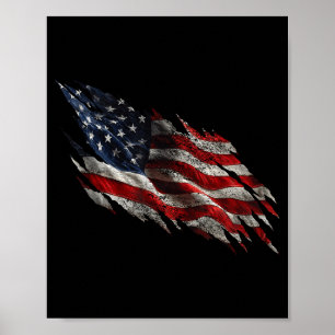 Poster Drapeau américain déchiré et en détresse