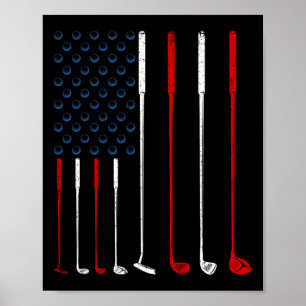 Poster Drapeau américain des clubs de golf