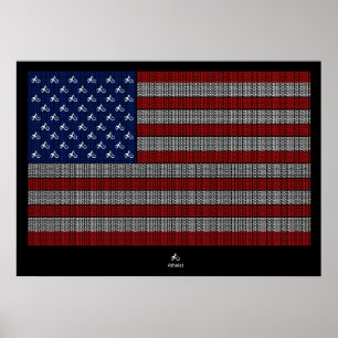 Poster Drapeau américain des Etats-Unis d'athée