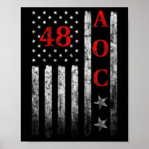 Poster Drapeau américain des femmes 2028 Aoc Président Fa