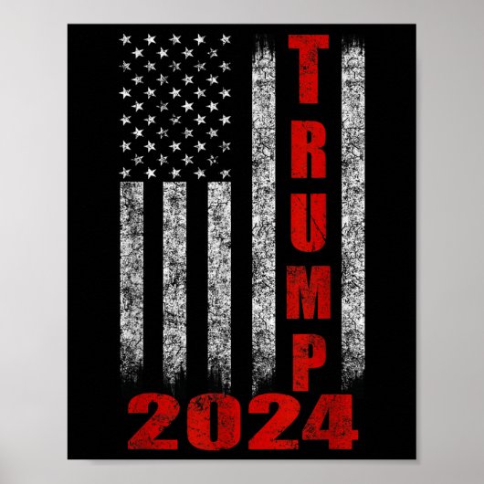 Poster Drapeau américain design Trump 2024 (Devant)