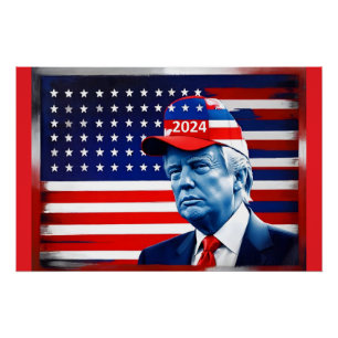 Poster Drapeau américain Donald Trump 2024