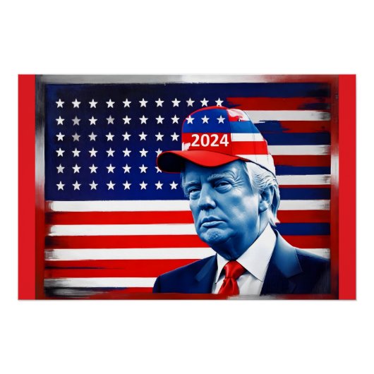 Poster Drapeau américain Donald Trump 2024 (Devant)