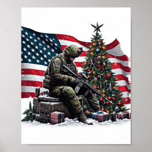 Poster Drapeau américain Drapeau de Noël Art