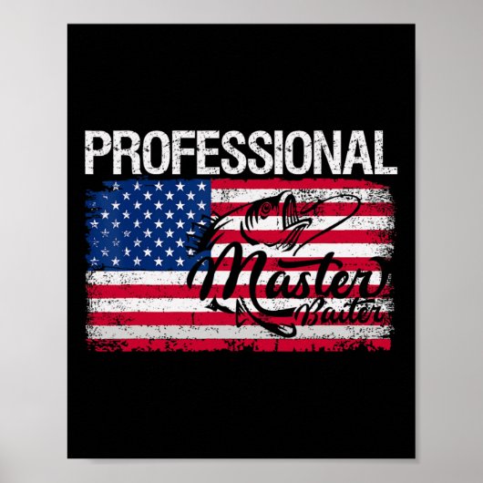 Poster Drapeau Américain Drôle Pêche Rétro Mas Profession (Devant)